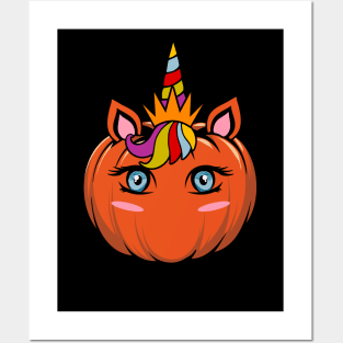 Unicorn Pumpkin Face Posters and Art
